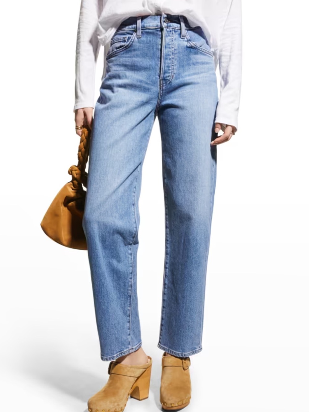 Veronica Beard Light Blue High-Rise Straight Leg Jeans